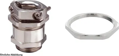 Produktbild von WISKA DIN-Verschraubung mit externer Zugentlastung und Gegenmutter PG42x1,588 Messing (CuZn) vernickelt Gewindelänge