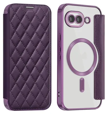 Immagine prodotto di Custodia per cellulare MagSafe per Google Pixel 10a con protezione RFID per fotocamera, motivo a rombi, viola