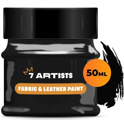 Produktbild von 7 Artists Acryl Farbe, Leder Farbe, Stoff Farbe, Textil Farbe, Acrylfarbe 50ml Schwarz - Wasserfeste Acrylfarbe zum Textil Färben/Leder Färben & Acrylfarben Künstlerbedarf