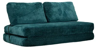 Image de Canapé-lit en tissu bouclé pétrole compressé cm 150x100x80