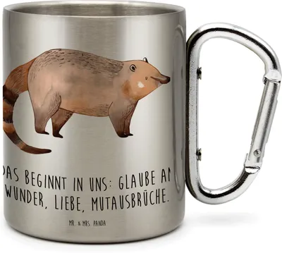 Produktbild von Mr. & Mrs. Panda Thermobecher Nasenbaer - Transparent - Geschenk, Bär, Isolierbecher, Rüsselbär, Lustige Sprüche, Nasenbär, Edelstahlbecher, thermotasse, Nasenbären