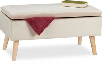 relaxdays Samt Sitzbank mit Stauraum