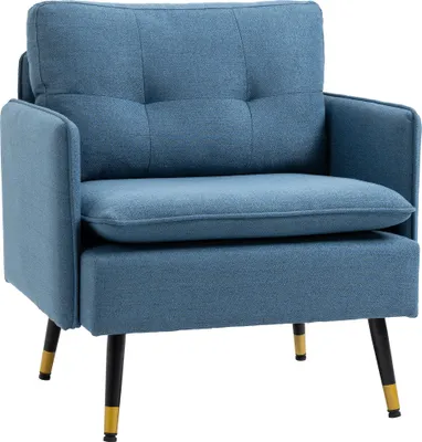 Produktbild von HOMCOM-Sofa-Leinen (100% Polyester), Schaumstoff, Stahl-76L x 68B x 80H cm-Blau