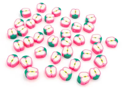 Produktbild von Vintageparts Apfelperlen Polymerton Pink 11 mm 30 Stück