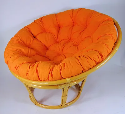 Produktbild von Rattan Papasansessel , Papasan Durchmesser 110 cm, Fb. Honig, Polster Uni Living 190 Orange