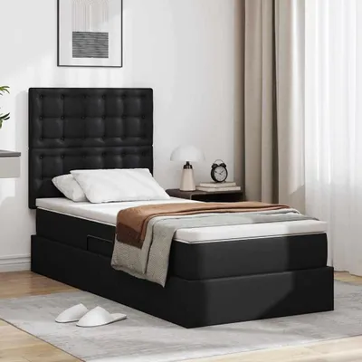 Obrázok produktu pre Maison Exclusive – posteľ s úložným priestorom a LED osvetlením, čierna, 100 x 200 cm, umelá koža