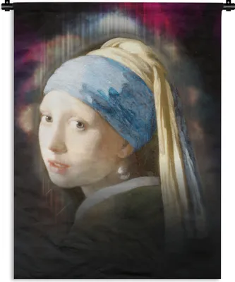 Produktbild von MuchoWow® Wandteppich Wandbehang Das Mädchen mit dem Perlenohrring - Vermeer - Regenbogen 150x200 cm Tapisserie Dekoration Wandtuch - Wandaufhängung - Moderner