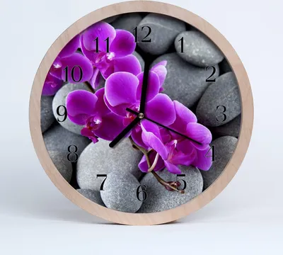 Produktbild von Holzuhr 30fi cm wanduhr - Steine ​​ORCHIDEEBLUMEN