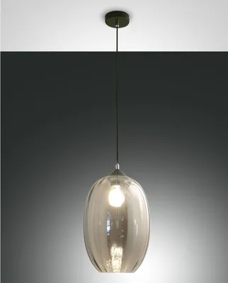 Produktbild von Infinity Pendelleuchte aus rauchfarbenem, mundgeblasenem Glas und Metall, E27-Fassung, elegantes und modernes Design, ideal für die Innenbeleuchtung