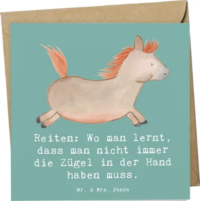 Produktbild von Mr. & Mrs. Panda Glückwunschkarte Reiten Freiheit - Meeresbrise - Geschenk, doppelkarte, Grußkarte, Sport, Sportart, Klappkarte, faltkarte, Pferdepflege, Lebensweise