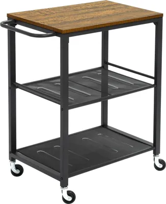 Obrázok produktu pre Priemyselný kuchynský vozík - Servírovací stolík na kolieskach - hnedý - 60 x 40 x 78,5 cm