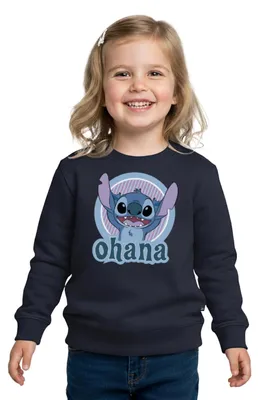 Produktbild von Lilo & Stitch Ohana Kinder Premium Pullover, 122/128 (6 Jahre), Navy
