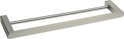 Immagine prodotto di Balneo | portasciugamani doppio in acciaio inox argento INOX | portasciugamani 60 cm QARX in acciaio inox | portasciugamani per bagno