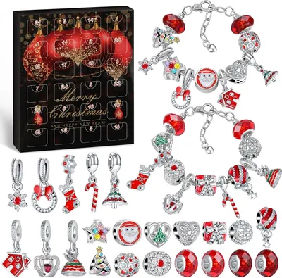 Produktbild von Hymarvo Adventskalender 2025 – Schmuck-Bastelset für Mädchen mit 24 DIY-Überraschungen, Charms & Armbändern – Weihnachtsgeschenk für Kinder & Teenager