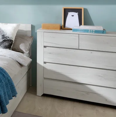 Produktbild von Sideboard Kommode Breite 84cm mit Schubladen weißeiche