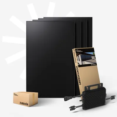 Produktbild von Kleines Kraftwerk 1920W Balkonkraftwerk Wand-Halterung – 0% MwSt – 800W Wechselrichter mit WiFi, 4× 480W bifaziale Solarmodule, 5 m Kabel