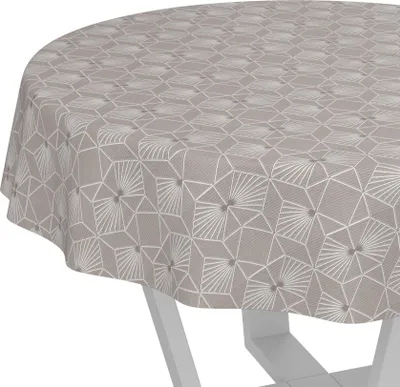 Produktbild von Tischdecke Wachstuch Premium Ornamente Beige Robust Wasserabweisend Rund 120 cm