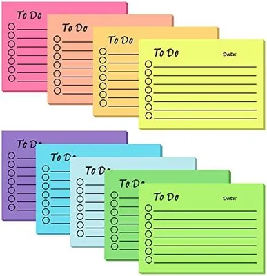 Produktbild von 9 Blöcken Haftnotizen, 450 Blätter To Do Liste Haftnotizblock Linierte Notizzettel Sticky Notes Selbstklebend für Familie Schule Büro (10 X 7cm)
