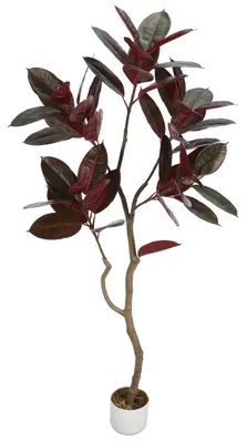 Immagine prodotto di Albero di gomma artificiale - Pianta artificiale da interno - Altezza 155 cm - Pianta da interno in plastica - Decorazione per soggiorno, ufficio, corridoio - Verde