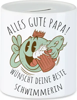 Produktbild von Alles Gute Papa Wünscht Deine Beste Schwimmerin Spardose Vatertag Schnellster Samen Geschenkidee Humor