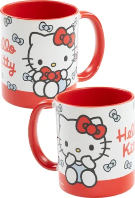Produktbild von Hello Kitty Tasse - Schleifen Kaffeetasse Becher Kaffeebecher aus Keramik 320 ml Rot/Weiß