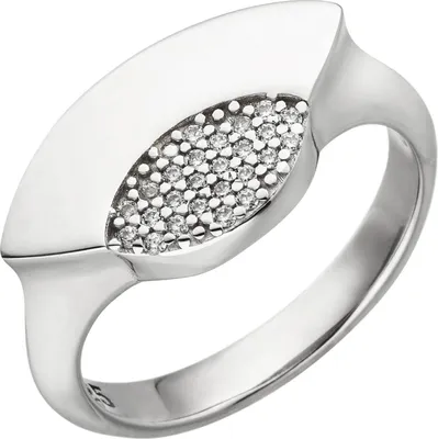 Produktbild von Breiter Ring aus 925 Silber mit 25 weißen Zirkonia rhodiniert glänzend Damen Innenumfang 50mm  Ø15.9mm