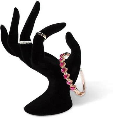 Produktbild von Schmuckhalter: Elegante Ringaufbewahrung – Schmuckständer für Ketten – Armbandhalter – Ohrringorganizer – Schwarz, Samt