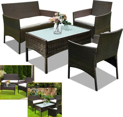 Produktbild von Gartenmöbel Gartenset Gartenlounge Rattanmöbel Sitzgruppe Garnitur Balkon braun