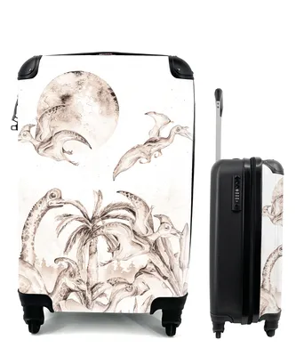 Produktbild von MuchoWow® Koffer Handgepäck Trolley Rollkoffer Kleine Reisekoffer mit 4 Rollen - Dino - Kinder - Dschungel - Pflanzen - Kinder - Cabin Size < 55x40x23 cm & 55x40x20 cm - Kinderkoffer - Kabinenkoffer - Boardgepäck - Reise-Box - Reisekoffer - Reisegepäck - Koffer mit Bild - Trolley für Kinder