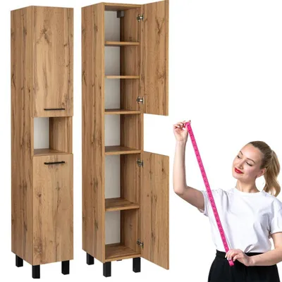 Produktbild von Astor | Badezimmersäule - Badschrank Lupo Wotan - Braun - 30 Cm - 3 Regale - 180 Cm Höhe
