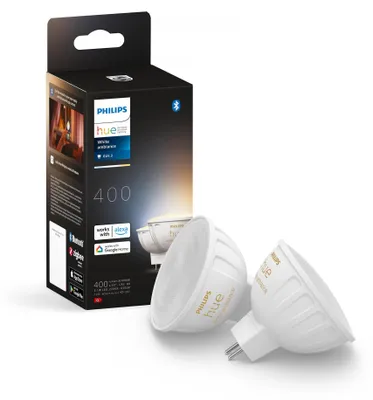 Immagine prodotto di Connected bulb - PHILIPS HUE - MR16 - White light - Bluetooth compatible - Pack of 2 - Works with App and voice