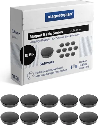 Image de magnetoplan 1862412 aimant rond « Basic » de magnetoplan, 24 mm, noir