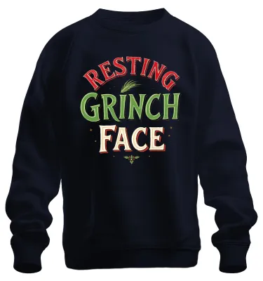 Produktbild von Resting Grinch Face Weihnachten lustig Geschenk Retro Sweatshirt Pullover, Navy, XXL
