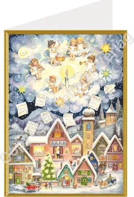Productafbeelding van Kerstkaart - Engelsconcert - klassieke wenskaart met envelop