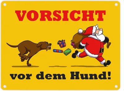 Produktbild von Metallschild in 15x20 cm mit Spruch und Weihnachtsmotiv - Vorsicht vor dem