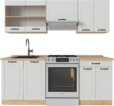Obrázek produktu pro Kuchyňský kout Vicco R-Line Bílý venkovský dům/zlatý dub 200 cm , PD Dub, Model 53350