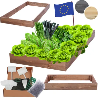 Produktbild von MODO24 Hochbeet Holz, Pflanzkasten, Massivholz, Kiefer, Kräuterbeet, Blumenkasten, Garten, Terrasse, 9x60x60 cm, Braun, ZP09