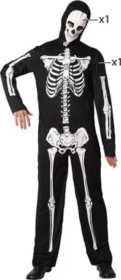 Produktbild von Verkleidung für Erwachsene Skelett Schwarz - XL