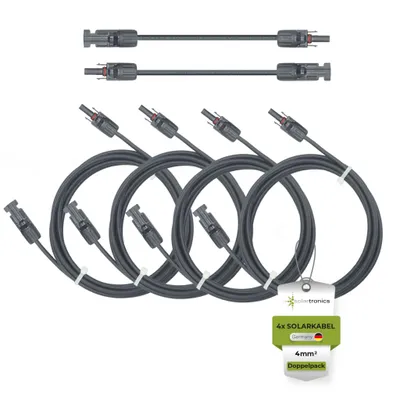 Produktbild von Solarkabel Doppelpack 4x PV-Kabel 4mm² H1Z2Z2-K Schwarz & Schwarz mit Solarstecker