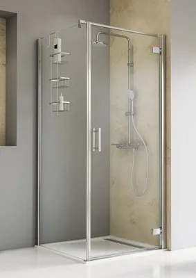 Produktbild von Duschtür mit Seitenwand mit Drehtür SCHULTE TouraPlus ExpressPlus 100 x 100 cm Profil chrom Klarglas schmutzabweisende G