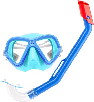 Immagine prodotto di Set da snorkeling per bambini - accessori da immersione colorati - maschera da immersione e boccaglio - occhialini da nuoto con fascia regolabile (bambini - blu)
