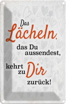Produktbild von vianmo Blechschild 18x12 cm das Lächeln kommt zurück Spruch Zitat