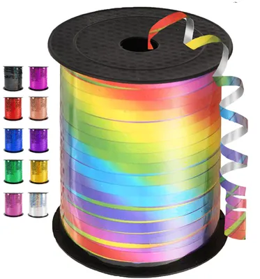 Imagen del producto de Cinta decorativa, de colores, 450 metros, con brillo, en colores del arcoíris, para envoltorios de regalos