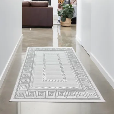 Image de Tapis design Tapis de salon Motif méandres gris noir Taille - 80 x 150 cm