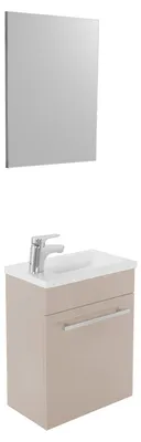 Produktbild von ONDEE ZEN-Handwaschbecken NINO – mit Spiegel – 44 cm – Taupe – lackiert – wird als Bausatz geliefert