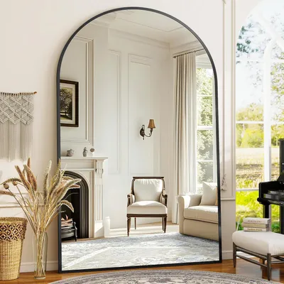 Immagine prodotto di Specchio a figura intera, 192x115 cm, forma ad arco, da appoggio, colore nero