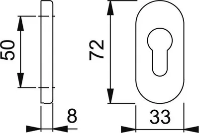 Produktbild von HOPPE Schlüsselrosette 55S,oval o. No.,PZ, 8mm,F9016
