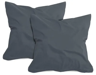 Productafbeelding van Set van 2 kussenslopen van katoen – jersey – ongeveer 40 x 40 cm, antraciet