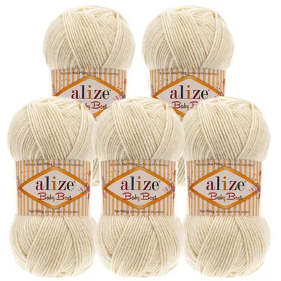 Produktbild von 5 x 100g Strickgarn ALIZE Baby Best uni Babywolle Wolle Antipilling 44 Farben
