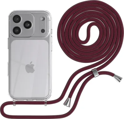Produktbild von EAZY CASE Handykette mit Hülle für Apple iPhone 17 Pro Backcover Handykette, zum Umhängen in Rot